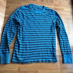 American eagle ribbed long sleeve cotton striped blue shirt size medium